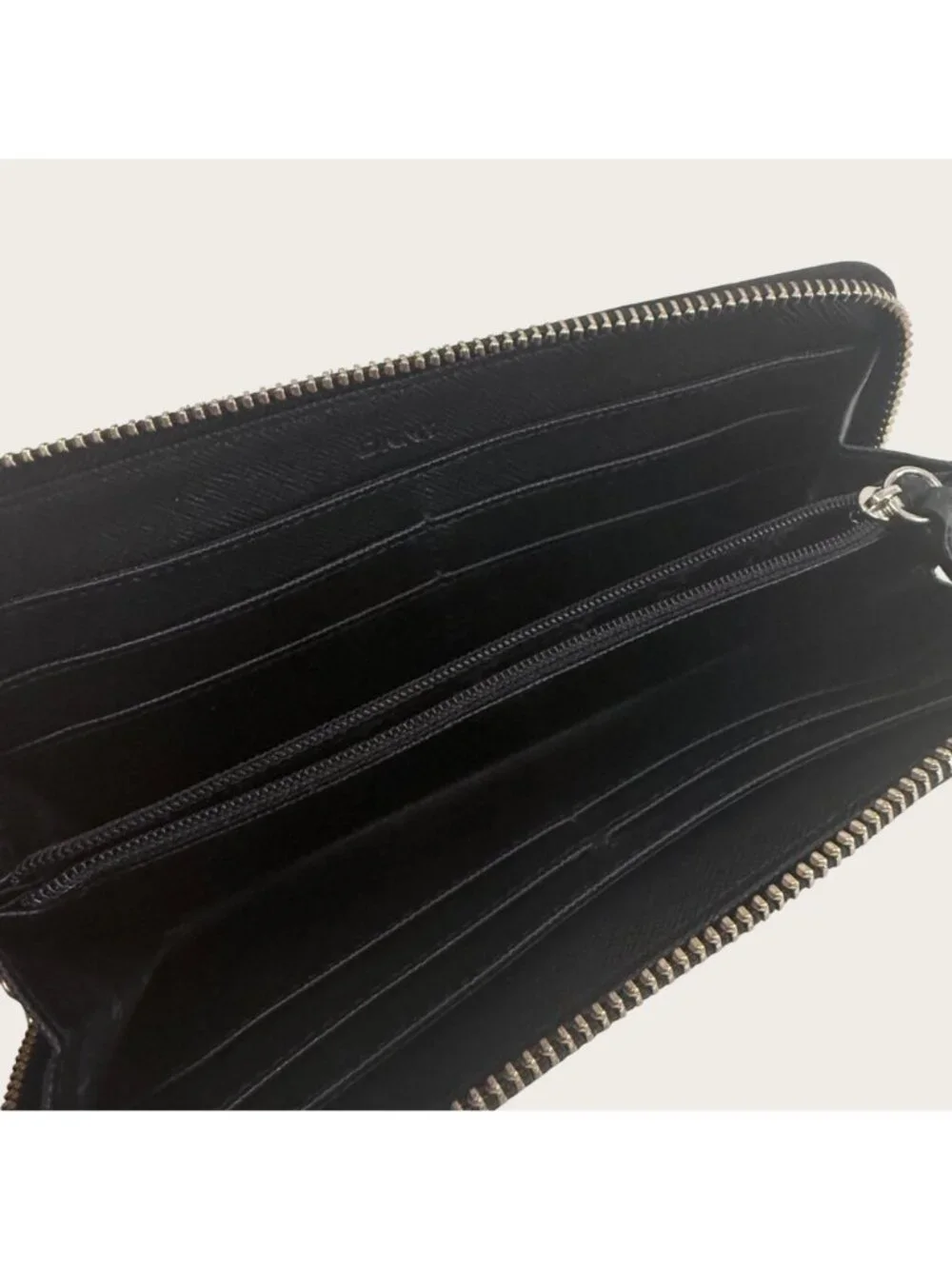 DKNY Black Croc Embossed Faux Leather Zip-Around Wallet With Wristlet Strap